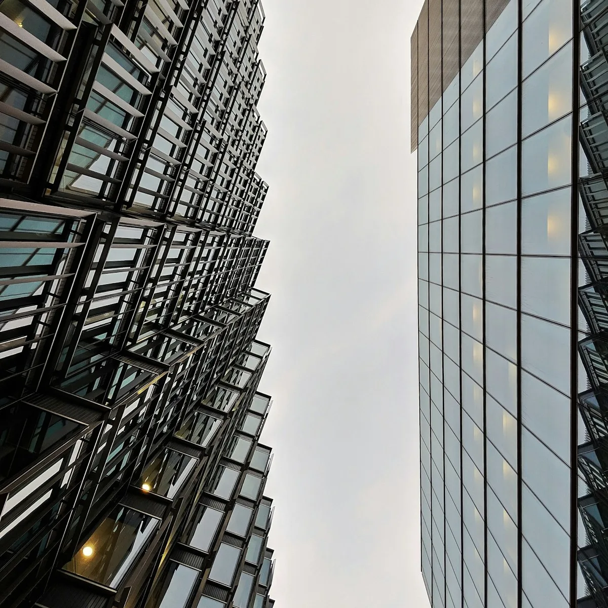 worm's-eye view of curtain wall buildings