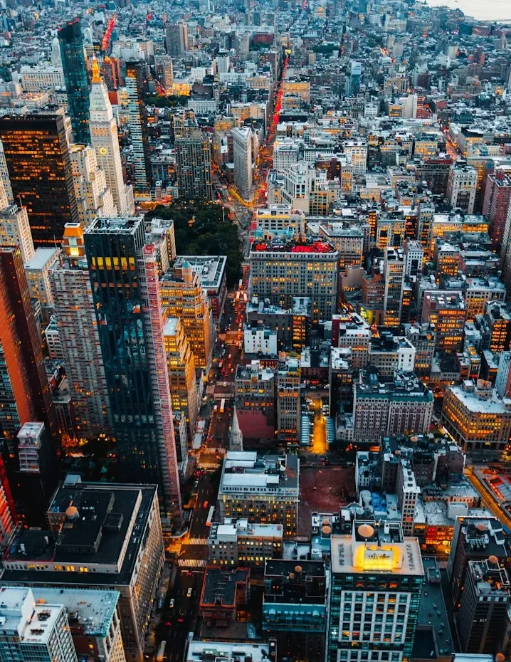 birds eye view of city buildings